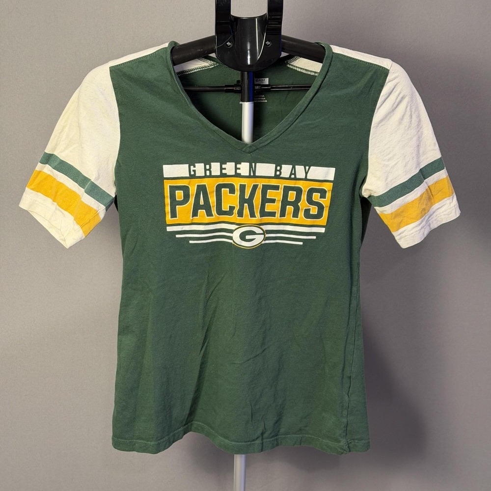 Green Bay Packers Shirt Womens Medium Green NFL Football V Neck Team‎ Apparel